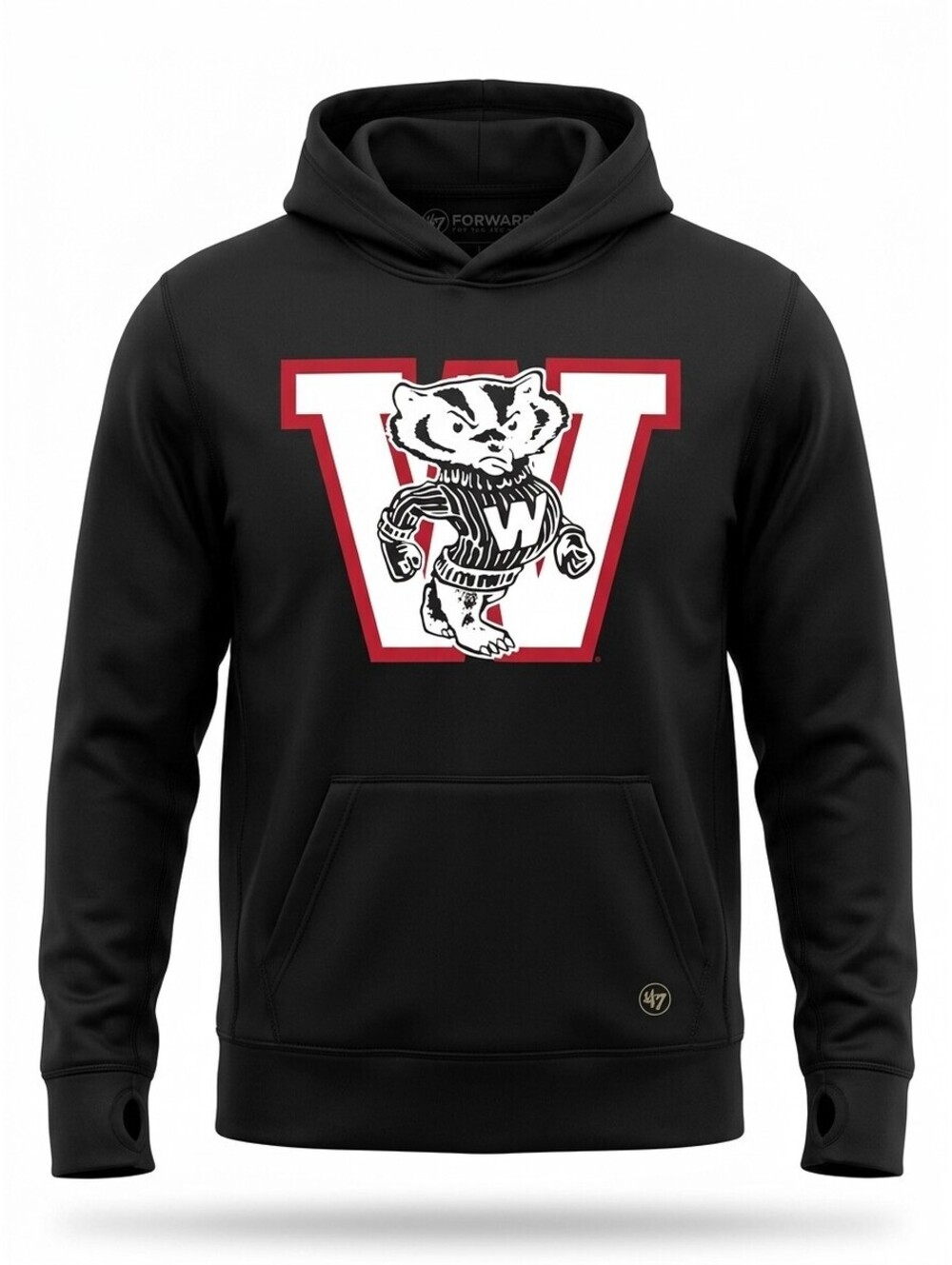 47 Brand Forward Wisconsin Badgers Bucky Hoodie Mens S Charcoal NCAA
